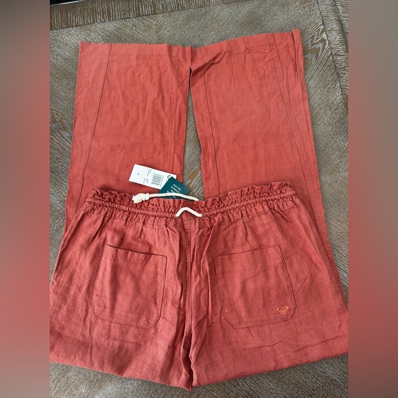 Roxy Women's Boot Cut Pants in Rust Red with Drawstring - Picture 6 of 7
